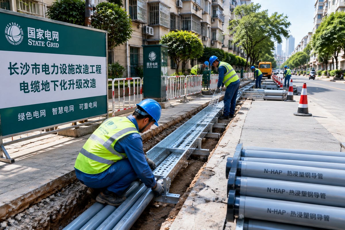 国网长沙三供一业与专改公老旧小区电力排管改造工程现场施工交付